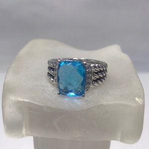 David Yurman Blue Topaz Petite Wheaton Ring Size 5